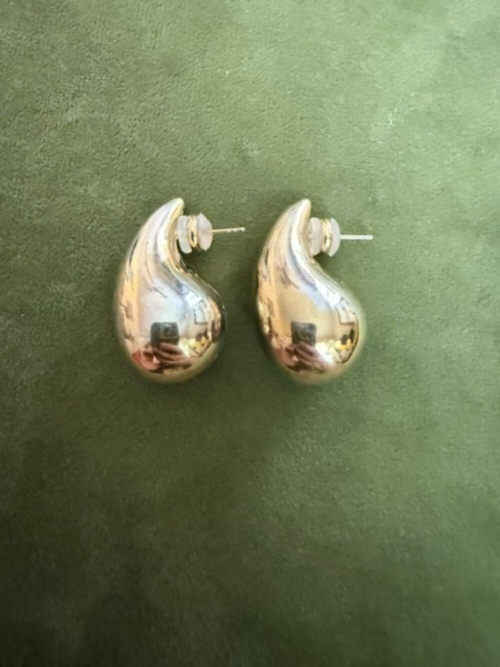 Yellow Gold-Plated 925 Silver Puffed Teardrop Earrings